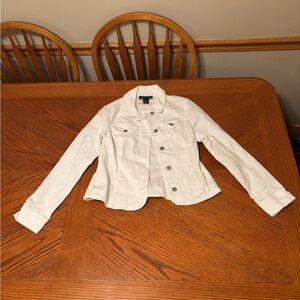 Charter Club Women’s White Cotton Blend Buttons Closure Denim Jacket Size PP